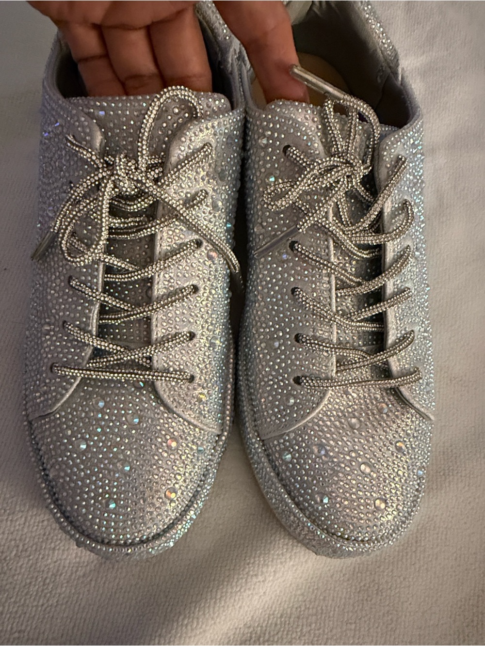 INC International Concepts Silver Crystal Lace-Up Sneakers